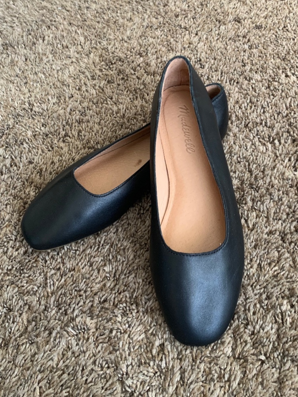 Madewell Black Cory Ballet Flats 7.5 Leather Classic Casual Career Shoes